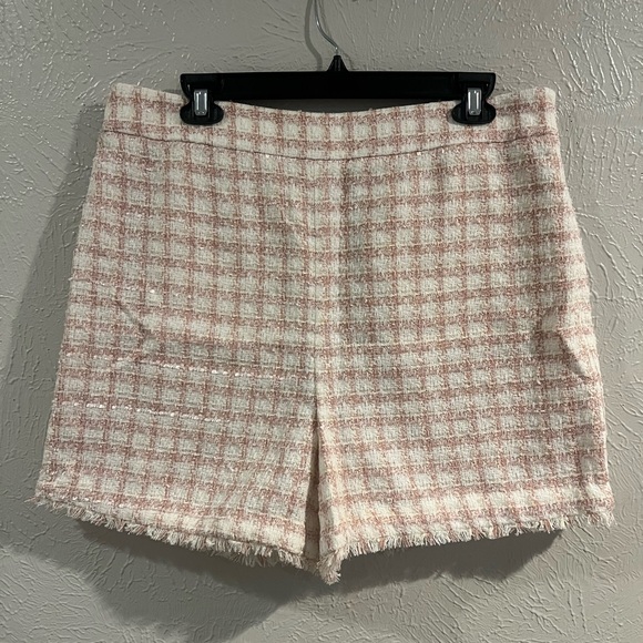 Ann Taylor Pants - Ann Taylor Pink Plaid High Waist tweed shorts